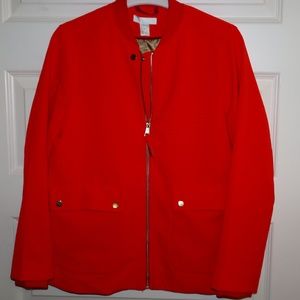 H&M ORANGE BOMBER BLAZER WITH GOLD LINING. SIZE 10